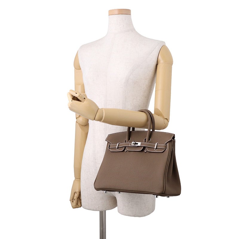 エルメス バーキン25 エトゥープ/シルバー金具 トゴ G刻印 HERMES Birkin ハンドバッグ