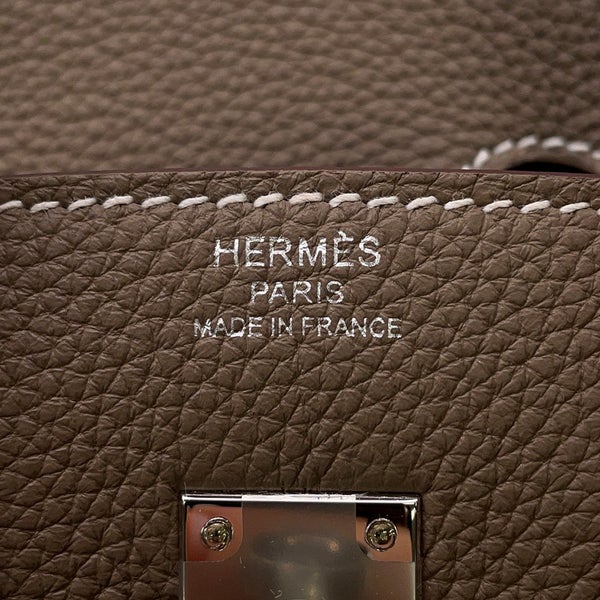エルメス バーキン25 エトゥープ/シルバー金具 トゴ G刻印 HERMES Birkin ハンドバッグ