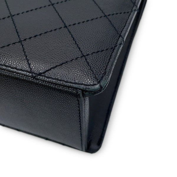 シャネル ハンドバッグ マトラッセ ココマーク トップハンドル Vフラップ キャビアスキン CHANEL 黒