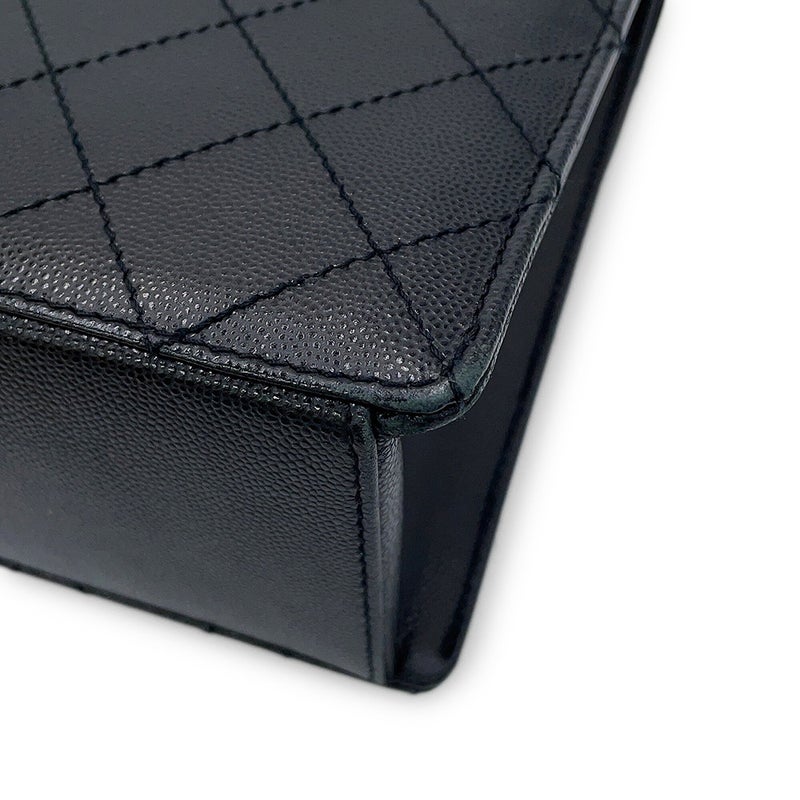シャネル ハンドバッグ マトラッセ ココマーク トップハンドル Vフラップ キャビアスキン CHANEL 黒