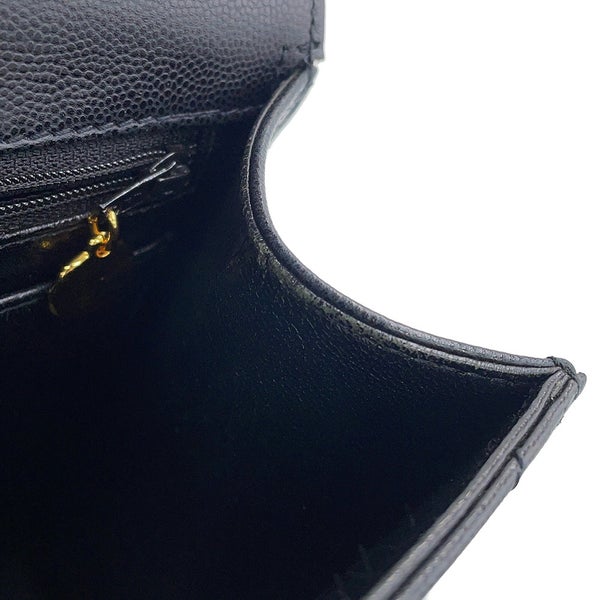 シャネル ハンドバッグ マトラッセ ココマーク トップハンドル Vフラップ キャビアスキン CHANEL 黒