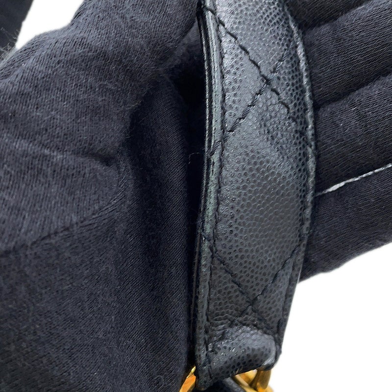 シャネル ハンドバッグ マトラッセ ココマーク トップハンドル Vフラップ キャビアスキン CHANEL 黒