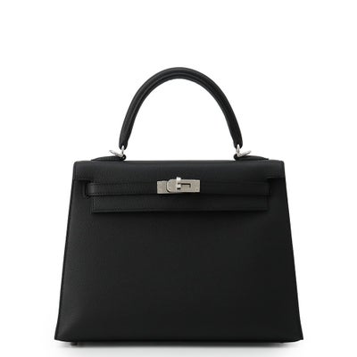 Hermès Kelly 25 Black Epsom Palladium