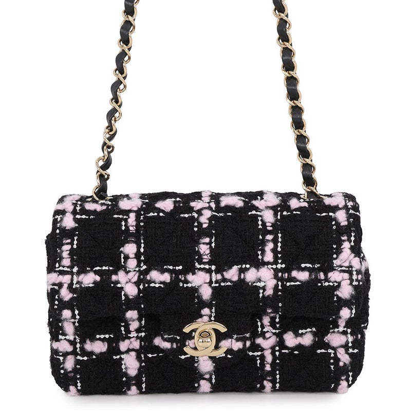 シャネル チェーンショルダーバッグ マトラッセ20 ココマーク ツイード A69900 CHANEL 黒