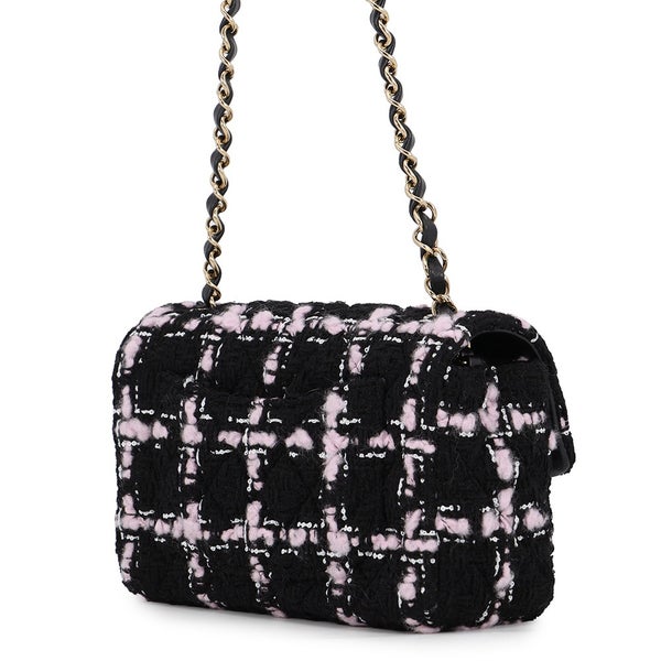 シャネル チェーンショルダーバッグ マトラッセ20 ココマーク ツイード A69900 CHANEL 黒