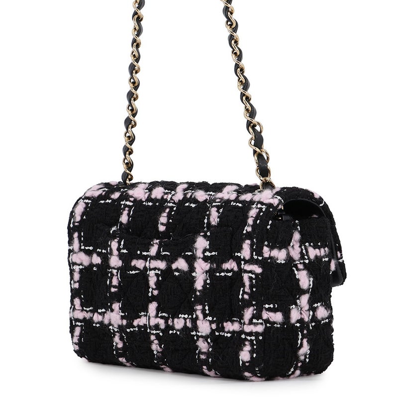 シャネル チェーンショルダーバッグ マトラッセ20 ココマーク ツイード A69900 CHANEL 黒