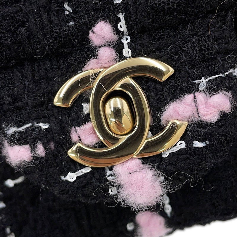 シャネル チェーンショルダーバッグ マトラッセ20 ココマーク ツイード A69900 CHANEL 黒
