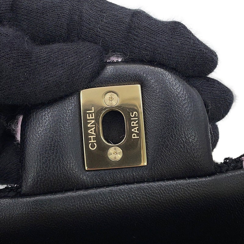 シャネル チェーンショルダーバッグ マトラッセ20 ココマーク ツイード A69900 CHANEL 黒
