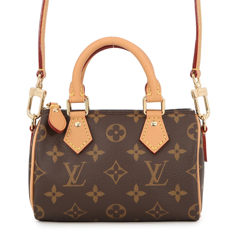 ルイヴィトン ハンドバッグ モノグラム ナノ・スピーディ M81085 LOUIS VUITTON ブラウン ショルダーバッグ