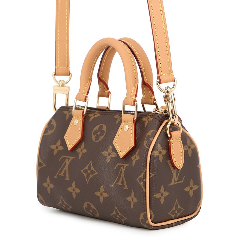 ルイヴィトン ハンドバッグ モノグラム ナノ・スピーディ M81085 LOUIS VUITTON ブラウン ショルダーバッグ