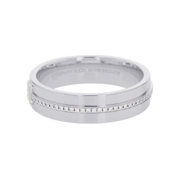 ティファニー リング Tワイド ダイヤモンド K18WGホワイトゴールド リングサイズ約19号 Tiffany&Co. 指輪