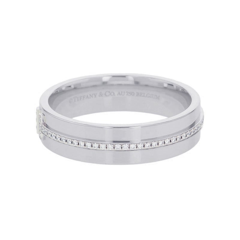 ティファニー リング Tワイド ダイヤモンド K18WGホワイトゴールド リングサイズ約19号 Tiffany&Co. 指輪