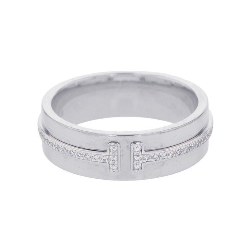 ティファニー リング Tワイド ダイヤモンド K18WGホワイトゴールド リングサイズ約9号 Tiffany&Co. 指輪
