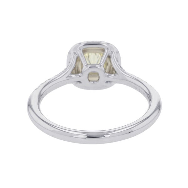 ティファニー リング ソレスト クッションカット ファンシーイエローダイヤ 0.27ct/ダイヤ 0.26ct Pt950/K18YG 約9号 鑑定書付き 指輪