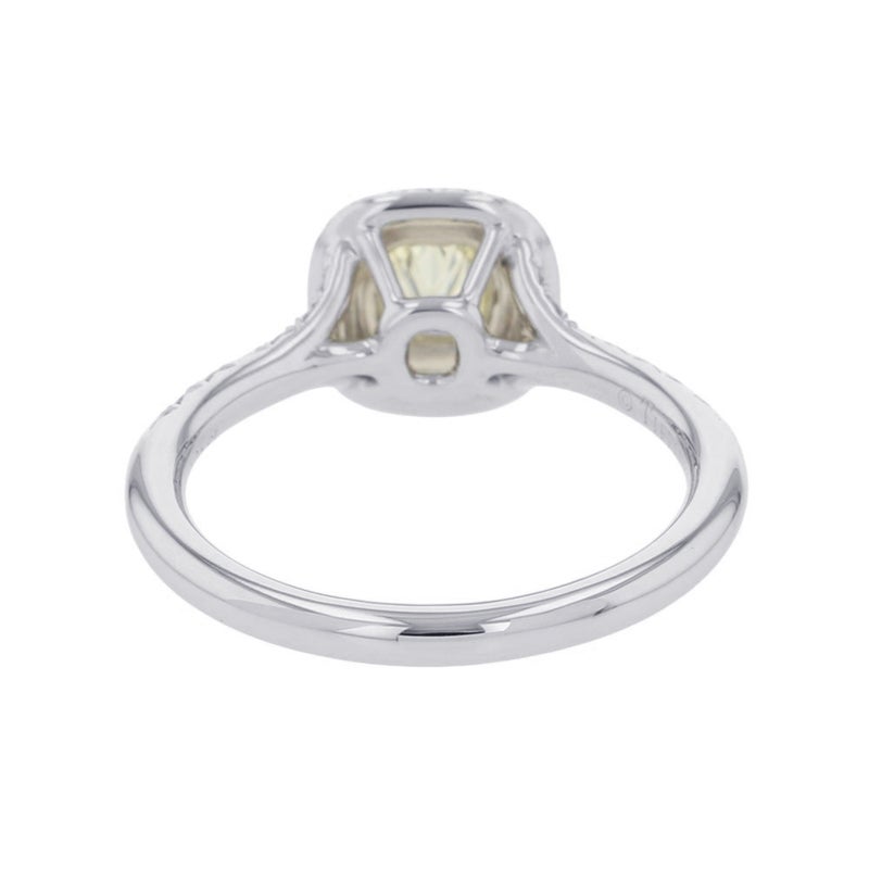 ティファニー リング ソレスト クッションカット ファンシーイエローダイヤ 0.27ct/ダイヤ 0.26ct Pt950/K18YG 約9号 鑑定書付き 指輪