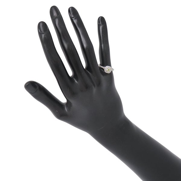 ティファニー リング ソレスト クッションカット ファンシーイエローダイヤ 0.27ct/ダイヤ 0.26ct Pt950/K18YG 約9号 鑑定書付き 指輪