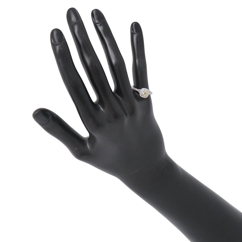 ティファニー リング ソレスト クッションカット ファンシーイエローダイヤ 0.27ct/ダイヤ 0.26ct Pt950/K18YG 約9号 鑑定書付き 指輪