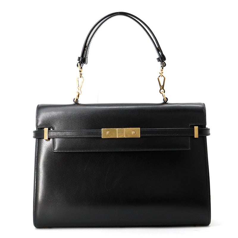 サンローランパリ ハンドバッグ マンハッタン トップハンドル ボックスカーフ 747248 SAINT LAURENT PARIS バッグ 黒