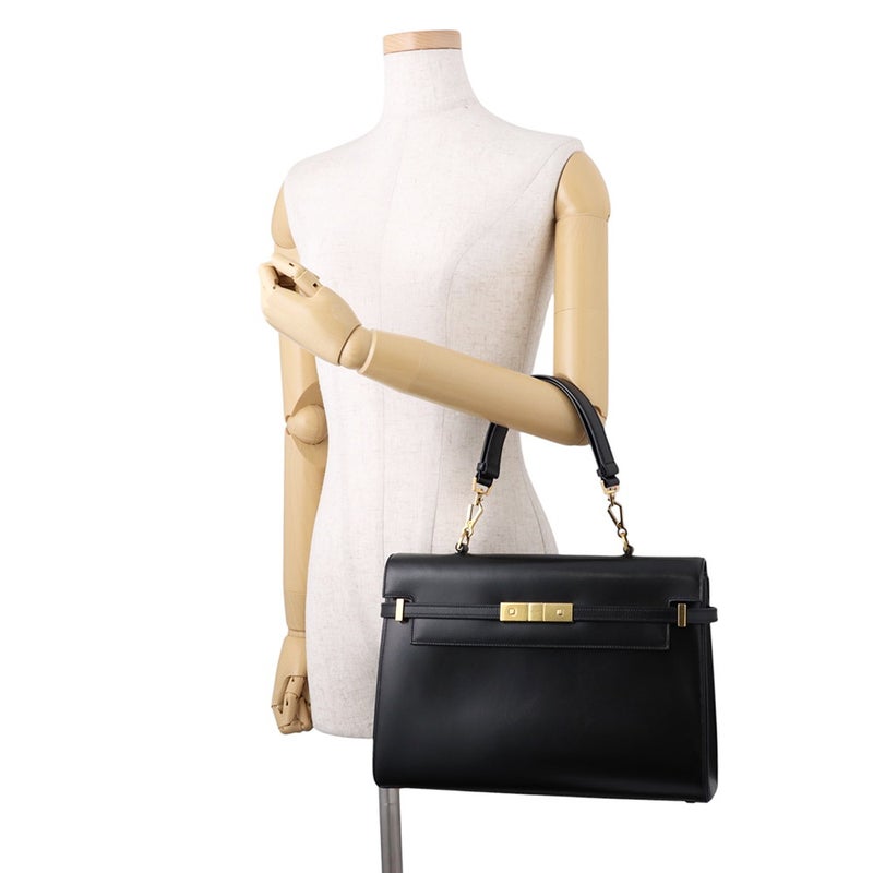 サンローランパリ ハンドバッグ マンハッタン トップハンドル ボックスカーフ 747248 SAINT LAURENT PARIS バッグ 黒