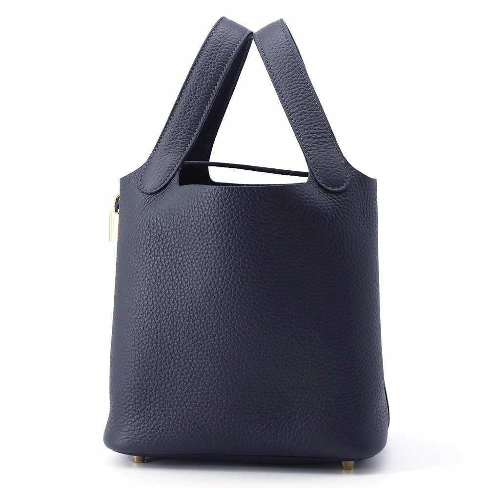 エルメス ハンドバッグ ピコタンロックPM ブルーニュイ/ゴールド金具