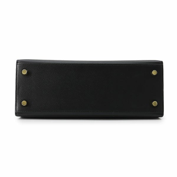 エルメス ハンドバッグ ケリー25 外縫い ブラック/ゴールド金具 エプソン U刻印 2wayショルダー 黒