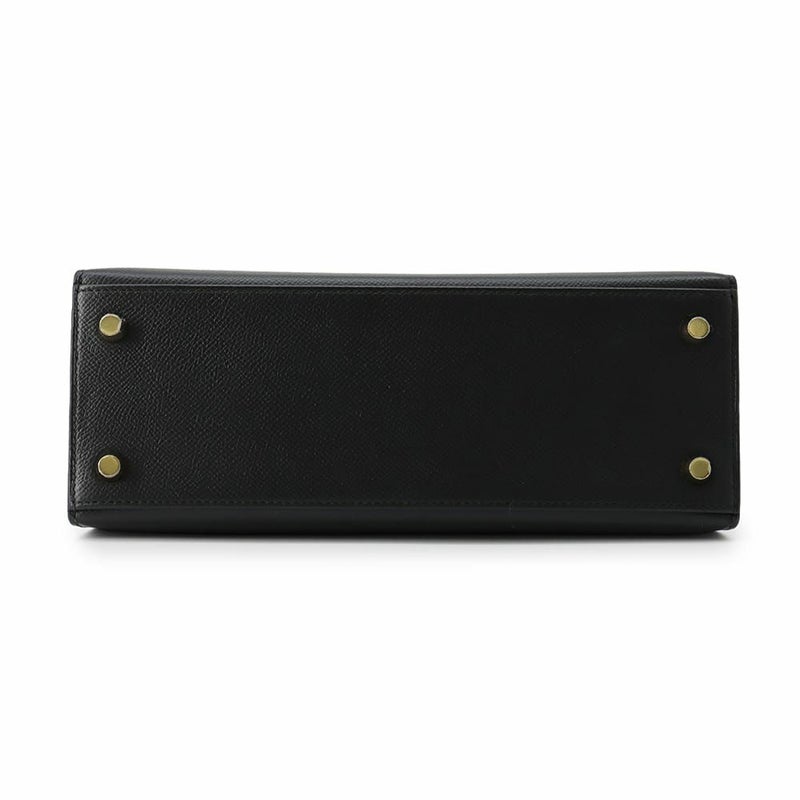 エルメス ハンドバッグ ケリー25 外縫い ブラック/ゴールド金具 エプソン U刻印 2wayショルダー 黒