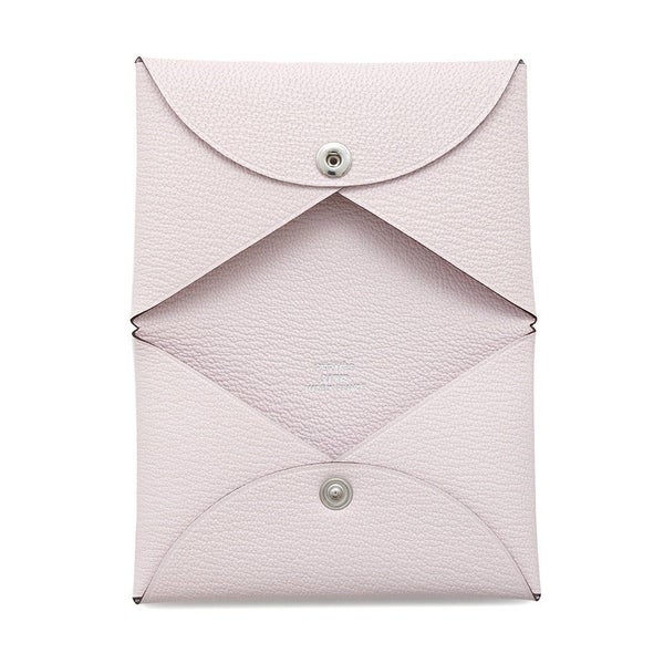 エルメス カードケース カルヴィ モーヴペール/シルバー金具 シェブルミゾル W刻印 HERMES 名刺入れ シェーブル