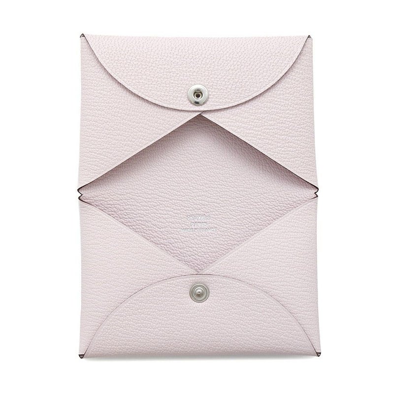 エルメス カードケース カルヴィ モーヴペール/シルバー金具 シェブルミゾル W刻印 HERMES 名刺入れ シェーブル