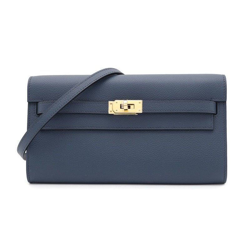 エルメス ケリーウォレット ロング トゥーゴー ブルードプリュス/ゴールド金具 エバーカラー W刻印 財布