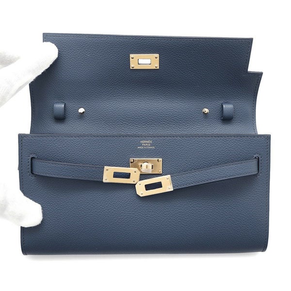 エルメス ケリーウォレット ロング トゥーゴー ブルードプリュス/ゴールド金具 エバーカラー W刻印 財布