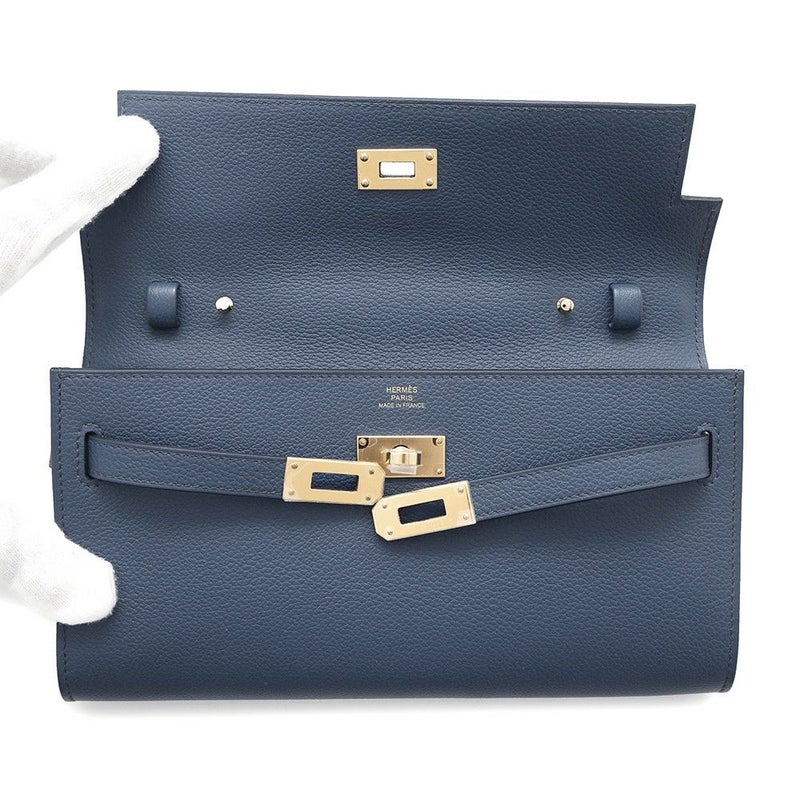 エルメス ケリーウォレット ロング トゥーゴー ブルードプリュス/ゴールド金具 エバーカラー W刻印 財布