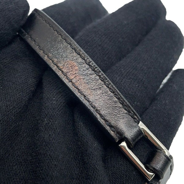 エルメス ブレスレット リヴァル ドゥブルトゥール ブラック/シルバー金具 レザー サイズS A刻印 黒