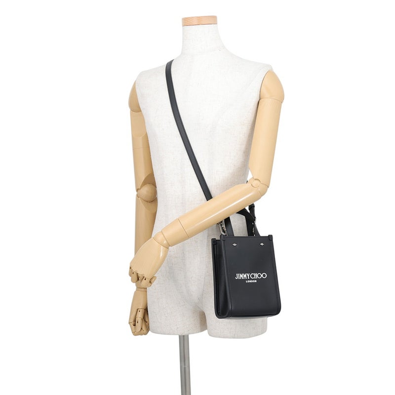 ジミーチュウ ハンドバッグ ミニ ノースサウス トート スムースカーフレザー MININSTOTEANR JIMMY CHOO 2way 黒