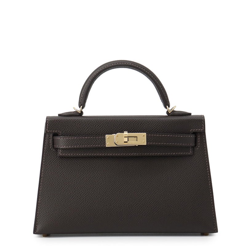 エルメス ハンドバッグ ミニケリー 外縫い ベブラン/ゴールド金具 エプソン G刻印 HERMES Kelly 2wayバッグ バイブルン