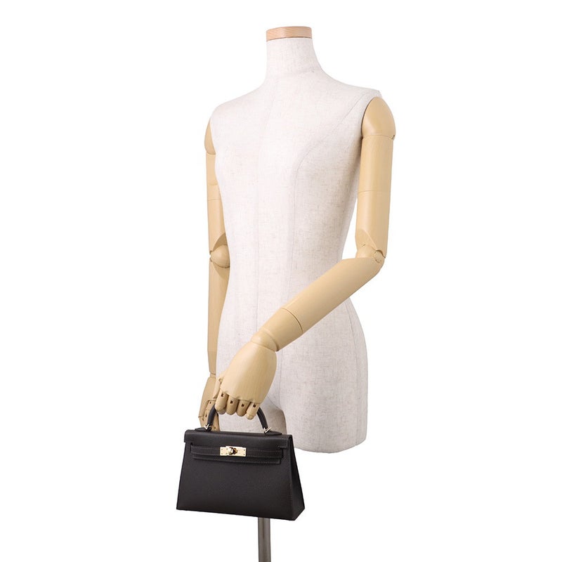 エルメス ハンドバッグ ミニケリー 外縫い ベブラン/ゴールド金具 エプソン G刻印 HERMES Kelly 2wayバッグ バイブルン