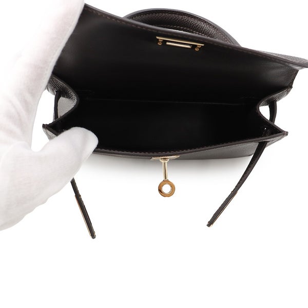 エルメス ハンドバッグ ミニケリー 外縫い ベブラン/ゴールド金具 エプソン G刻印 HERMES Kelly 2wayバッグ バイブルン