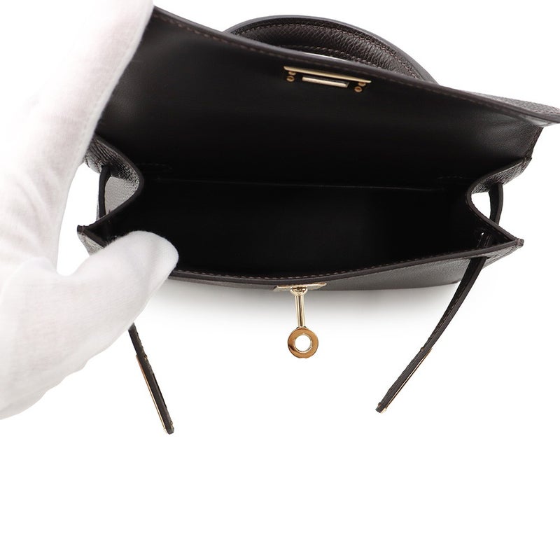 エルメス ハンドバッグ ミニケリー 外縫い ベブラン/ゴールド金具 エプソン G刻印 HERMES Kelly 2wayバッグ バイブルン
