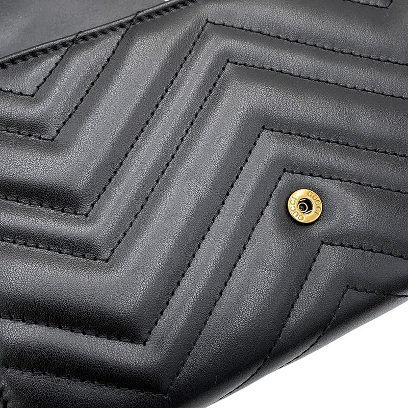 グッチ チェーンウォレット GGマーモント キルティング レザー 474575 GUCCI 財布 ダブルG 黒