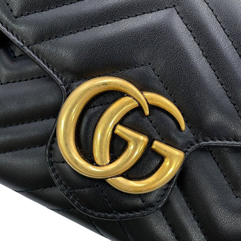グッチ チェーンウォレット GGマーモント キルティング レザー 474575 GUCCI 財布 ダブルG 黒