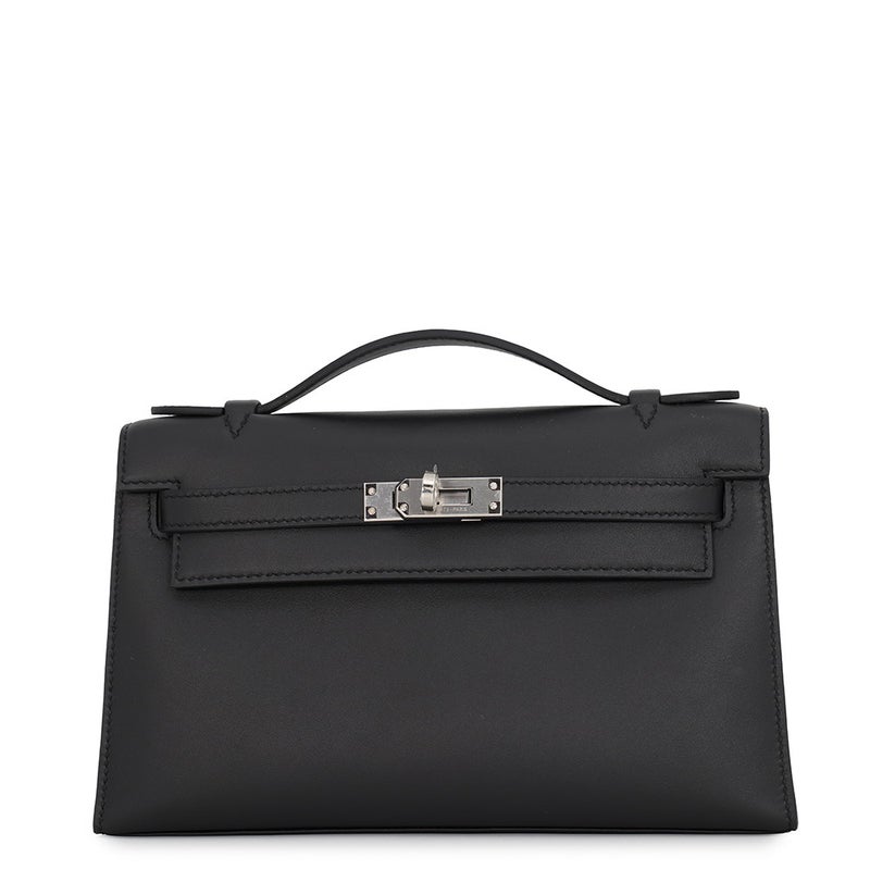 エルメス ハンドバッグ ポシェットケリー ブラック/シルバー金具 スイフト K刻印 HERMES バッグ 黒