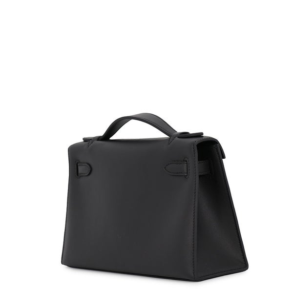 エルメス ハンドバッグ ポシェットケリー ブラック/シルバー金具 スイフト K刻印 HERMES バッグ 黒
