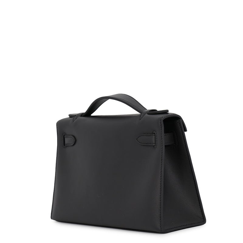 エルメス ハンドバッグ ポシェットケリー ブラック/シルバー金具 スイフト K刻印 HERMES バッグ 黒