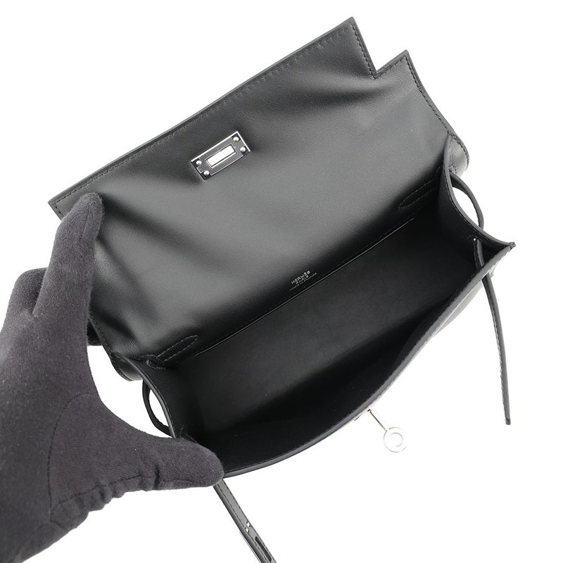エルメス ハンドバッグ ポシェットケリー ブラック/シルバー金具 スイフト K刻印 HERMES バッグ 黒