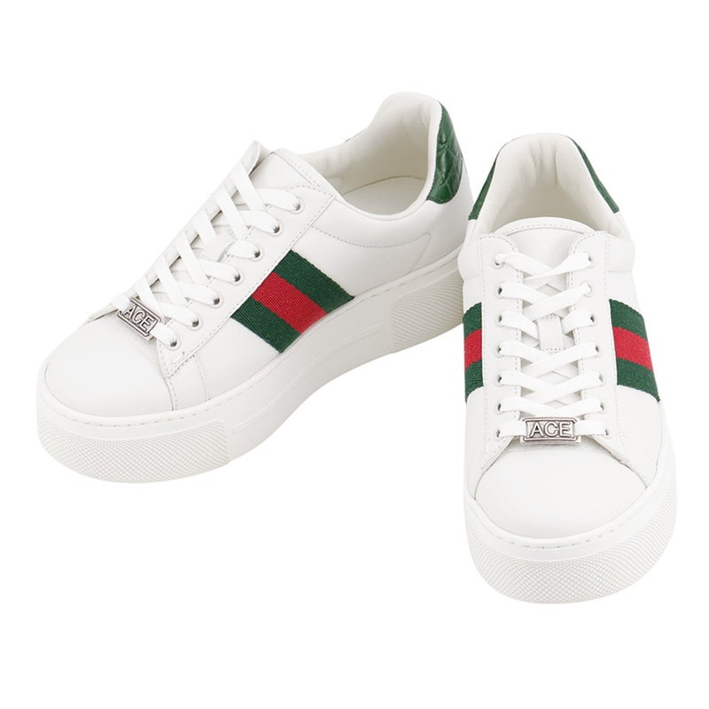 グッチ スニーカー エース ウェブ ストライプ レディースサイズ8 791399 GUCCI 靴 白