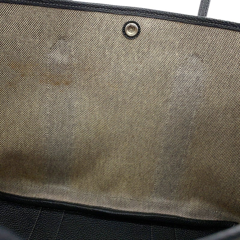 エルメス トートバッグ ガーデンパーティPM ベージュ/ブラック/シルバー金具 トワルアッシュ/ブッフル □H刻印 HERMES 黒