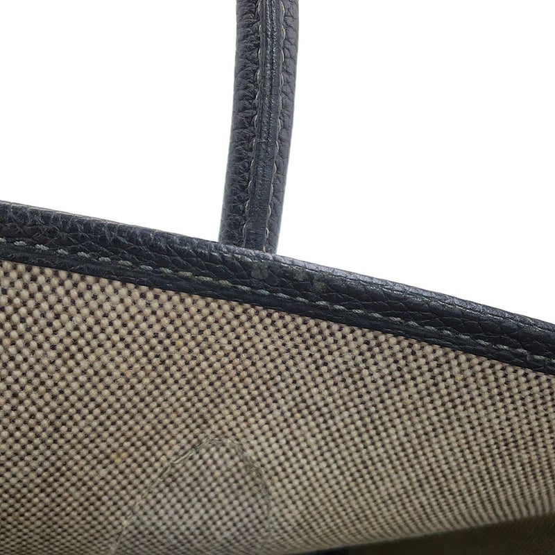 エルメス トートバッグ ガーデンパーティPM ベージュ/ブラック/シルバー金具 トワルアッシュ/ブッフル □H刻印 HERMES 黒