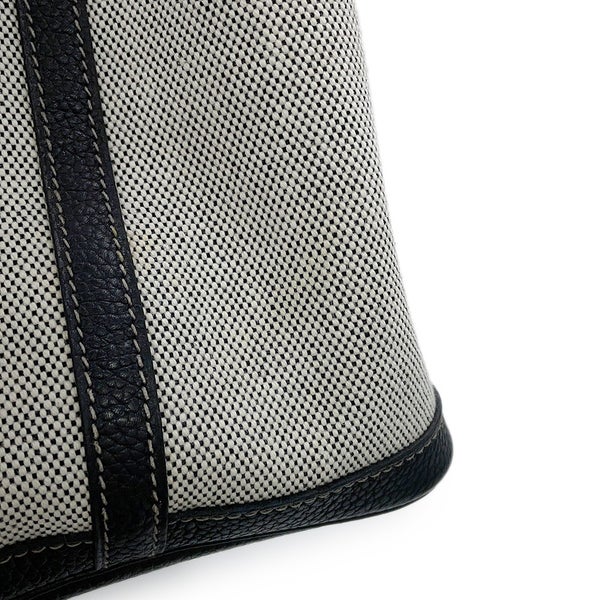 エルメス トートバッグ ガーデンパーティPM ベージュ/ブラック/シルバー金具 トワルアッシュ/ブッフル □H刻印 HERMES 黒