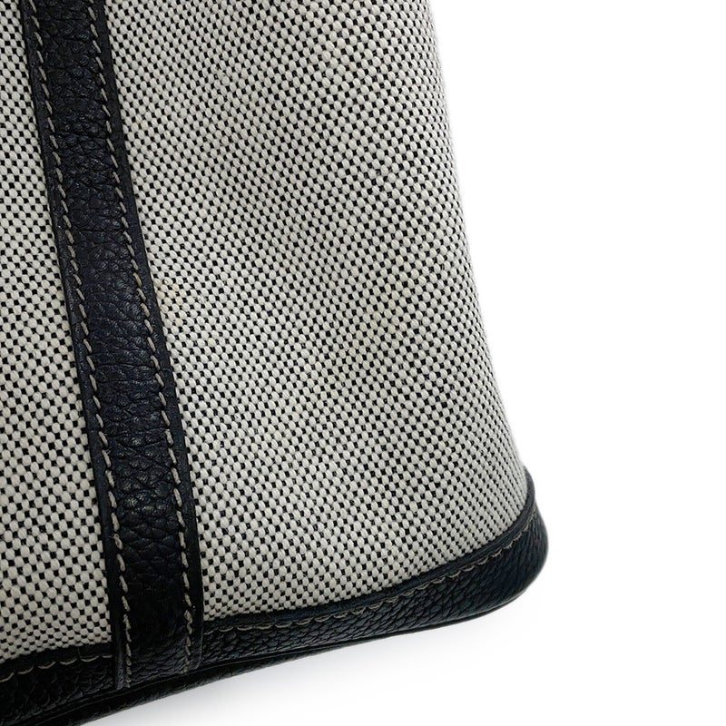 エルメス トートバッグ ガーデンパーティPM ベージュ/ブラック/シルバー金具 トワルアッシュ/ブッフル □H刻印 HERMES 黒