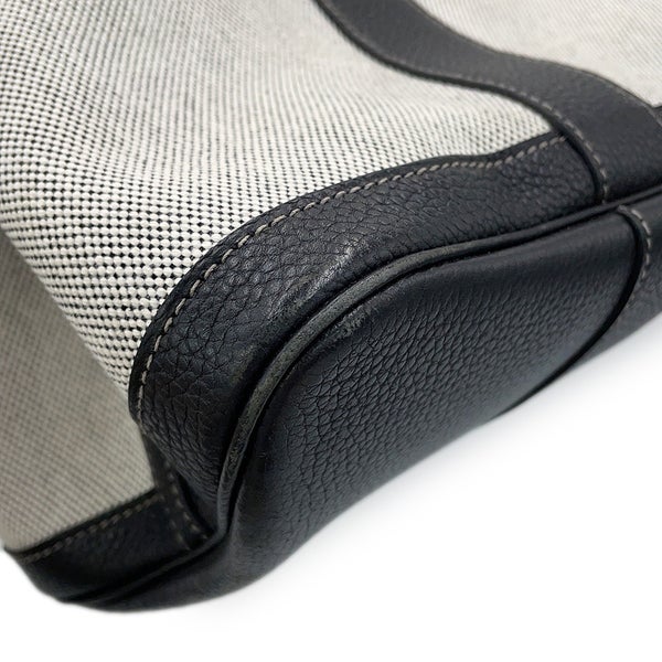 エルメス トートバッグ ガーデンパーティPM ベージュ/ブラック/シルバー金具 トワルアッシュ/ブッフル □H刻印 HERMES 黒