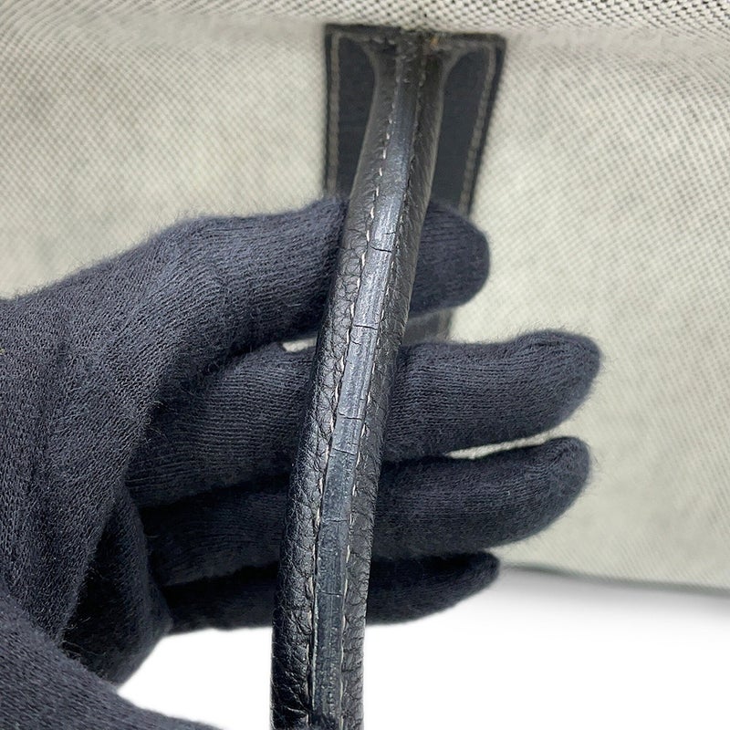 エルメス トートバッグ ガーデンパーティPM ベージュ/ブラック/シルバー金具 トワルアッシュ/ブッフル □H刻印 HERMES 黒